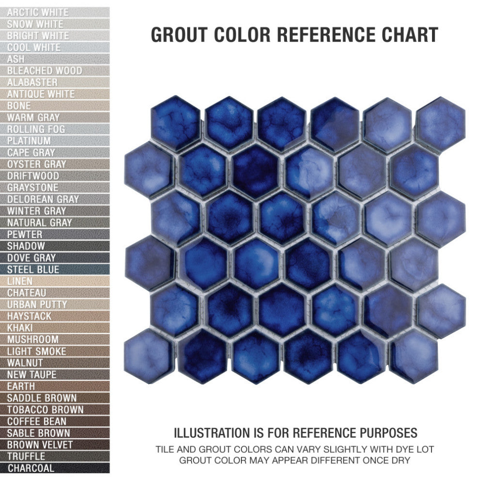 Hudson Due 2" Hex Sapphire Porcelain Floor and Wall Tile