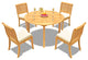 5-Piece Outdoor Teak Dining Set, 48" Round Table, 4 Arbor Stacking Chairs