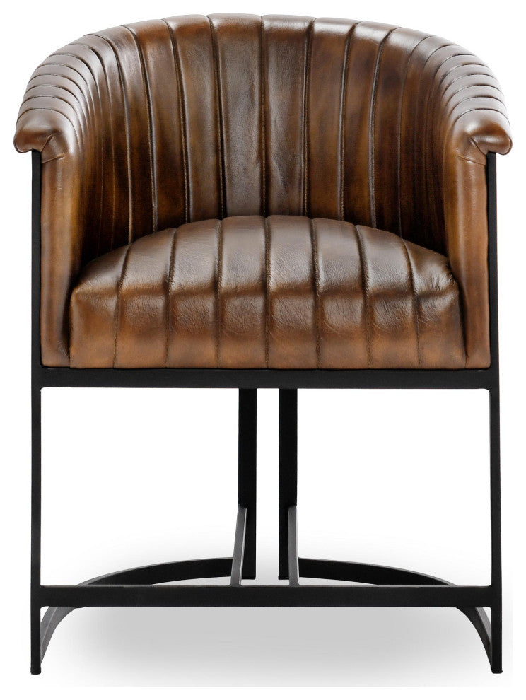 Seville Top Grain Leather Dining Chair, Brown