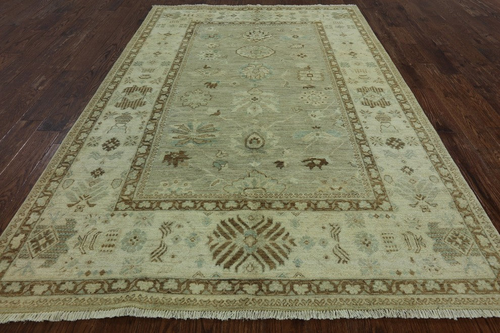 Oriental Oushak Style Peshawar Quality 6'x9' Rug, MC515