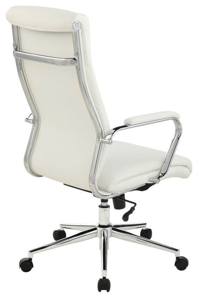 High Back Manager's Office Chair With Dillon Snow Fabric and Chrome Base