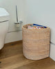 Loma Handwoven Half-Moon Rattan Waste Basket, Honey Brown, White-Wash