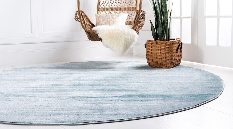 Contemporary Heights 8' Round Teal Area Rug