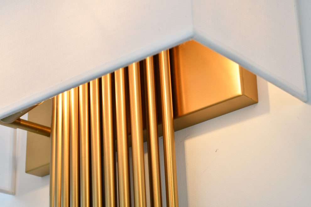 Antique Brass Rod Wall Sconce, Shade