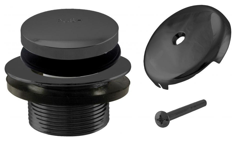 Tip Toe Tub Trim Set With One-Hole Overflow Faceplate In Powder Coated Black