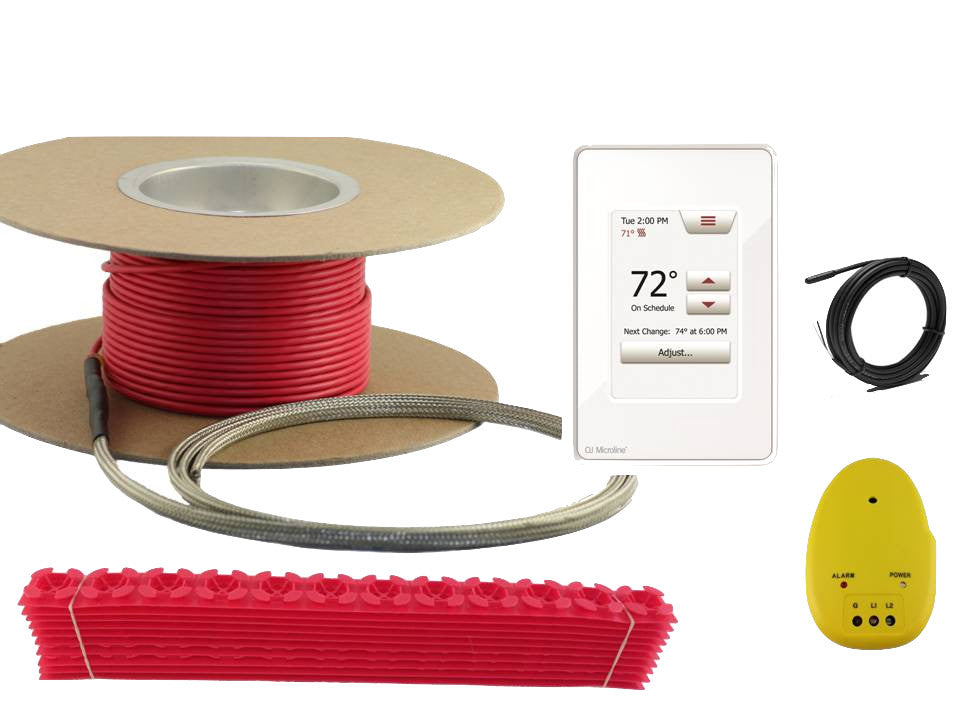 Electric Floor Warming Cable System With Touch Screen GFCI Thermostat, 85 Sq Ft