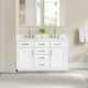 Gavino Vanity With Grain White Composite Stone Top, White/Brushed Gold, 54", No Mirror