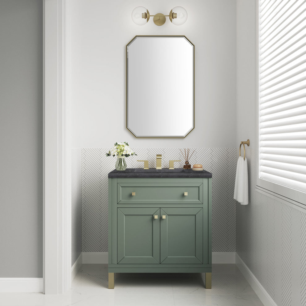 Chicago 30" Single Vanity, Smokey Celadon,  Charcoal Soapstone Top