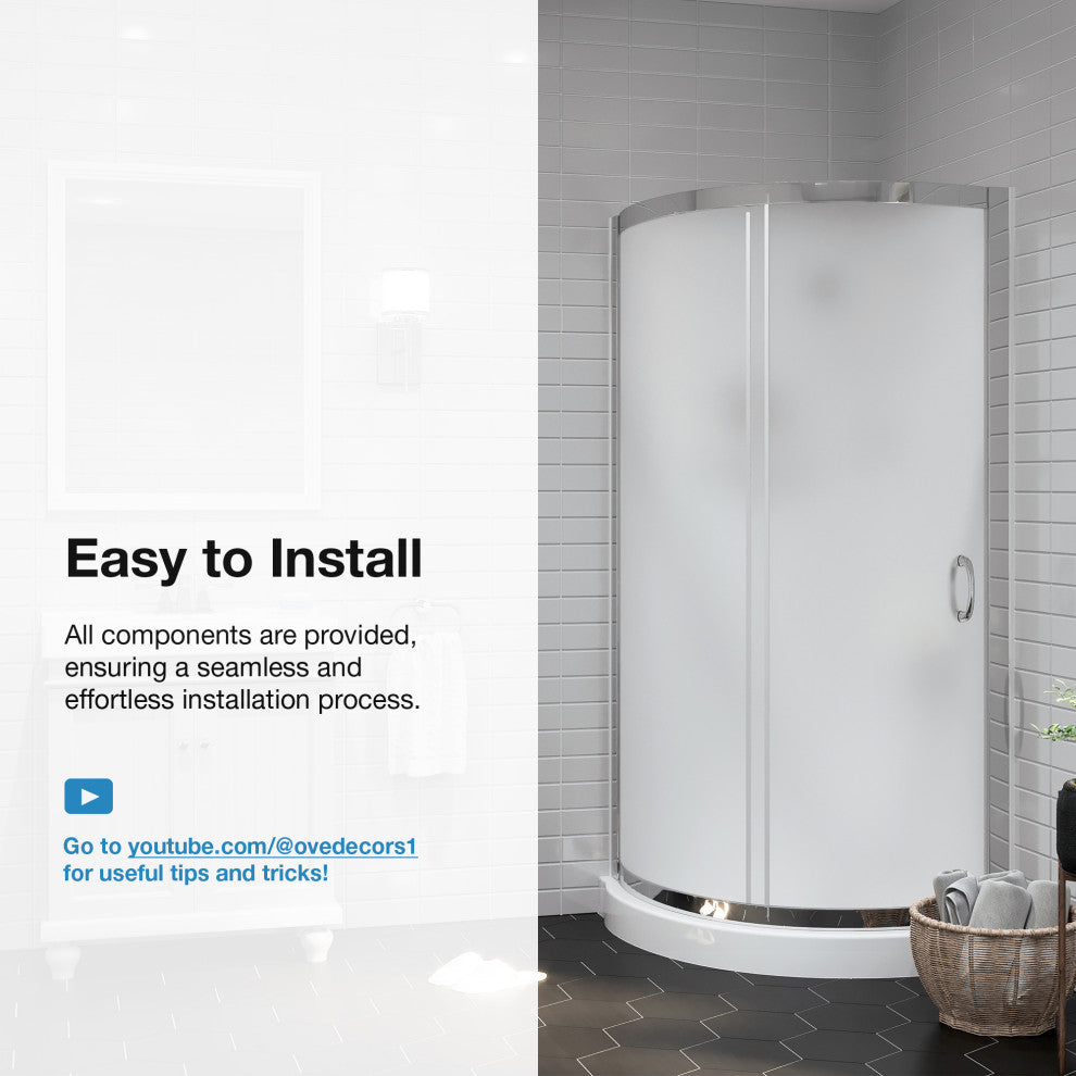 Ove Decors Breeze 34 Shower Kit, Frosted Walls and Base, Polished Chrome