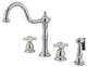 Polished Chrome Double Handle Kitchen Faucet with Brass Side Sprayer KS1751PXBS