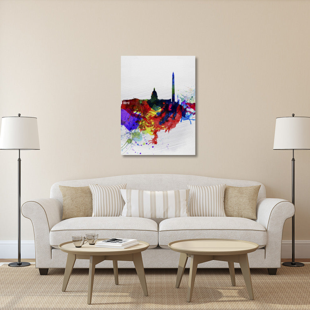 "Washington DC Watercolor Skyline 1" Fine Art Print