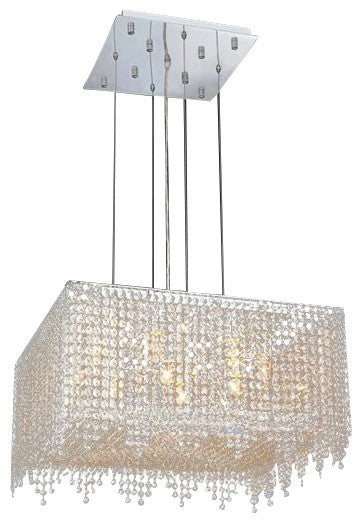 Elegant Moda Dining Room Light, Chrome Finish With Royal Cut Crystal
