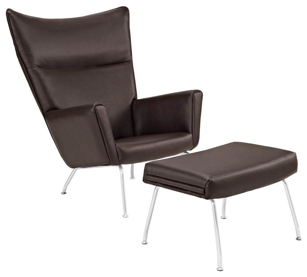 Modern Dark Brown Class Leather Lounge Chair