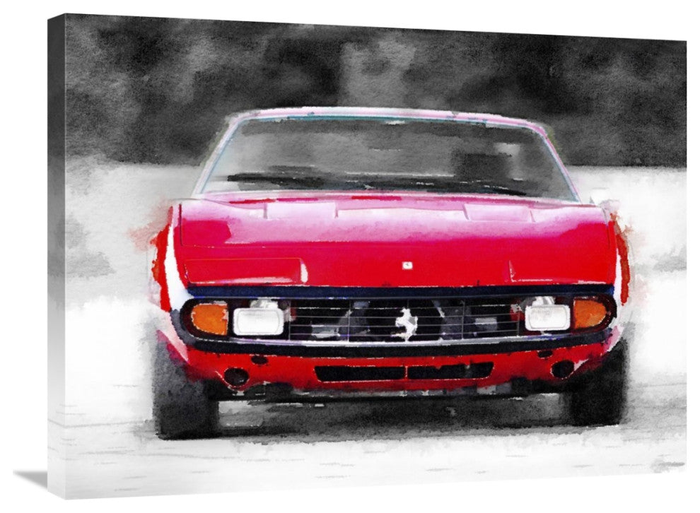 "Ferrari 365 GTC4 Front Watercolor" Fine Art Print