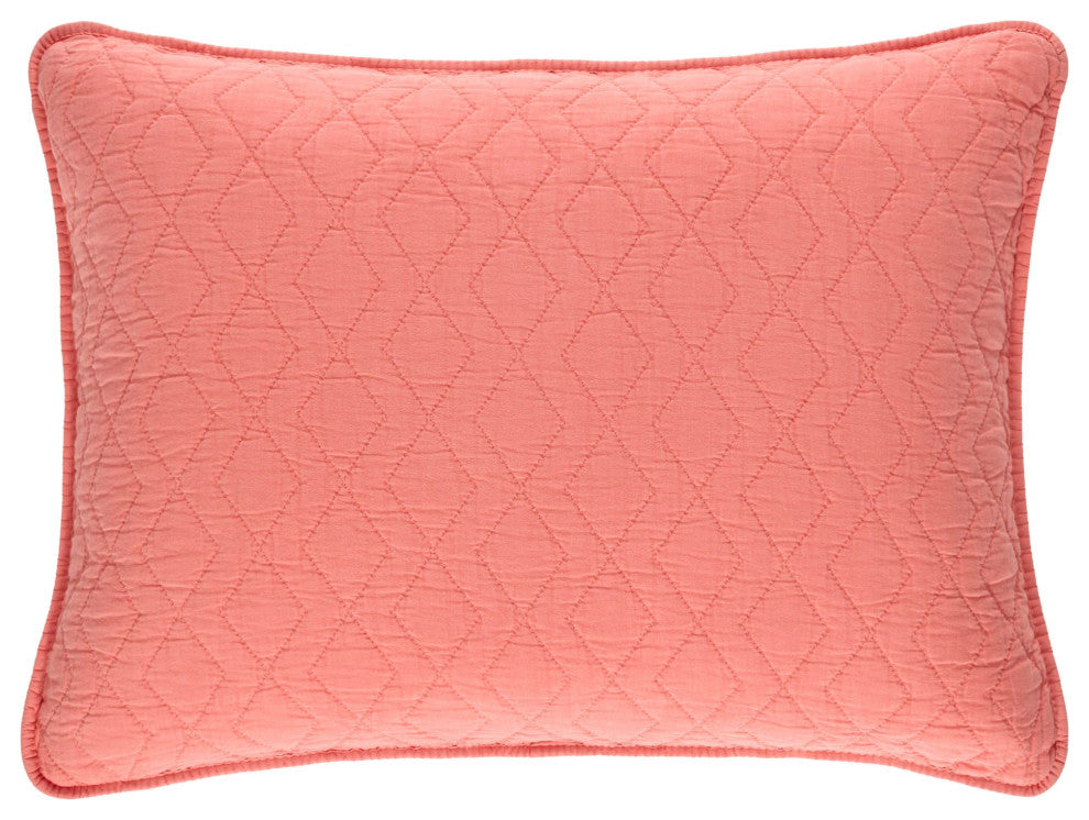 Birdie Coral Quilted Sham