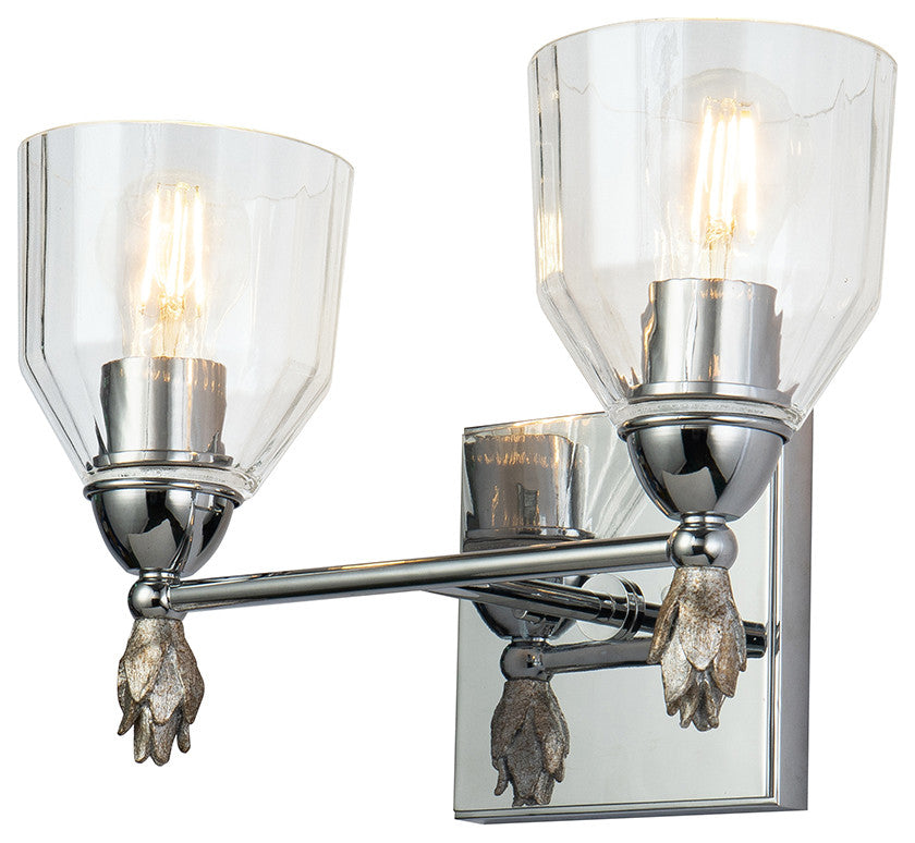 Felice 2 Light Vanity Light, Polished Chrome Finial 1 Silver
