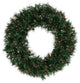 Pre-Lit Midnight Green Pine Christmas Tinsel Wreath, Red Dura Lights, 36"