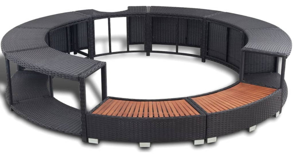 vidaXL Spa Surround Poly Rattan Black