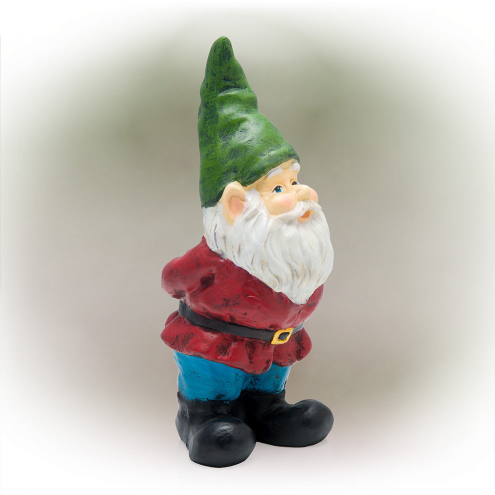 Bearded Garden Gnome Statue with Green Hat