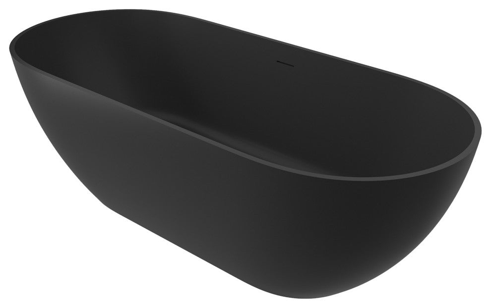 59in Solid Surface Freestanding Bathtub in Matte Black, 59in