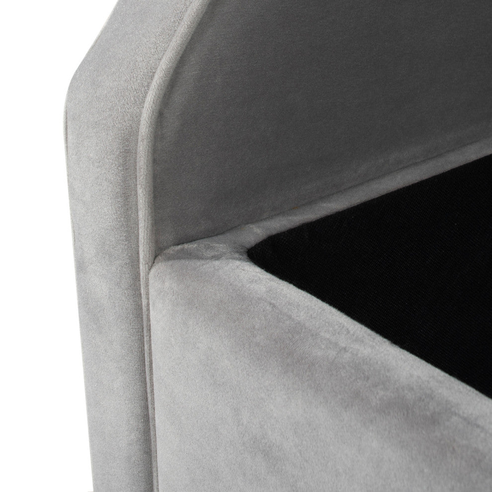 Jacqueline 58" Tufted Storage Bench, Opal Gray Velvet