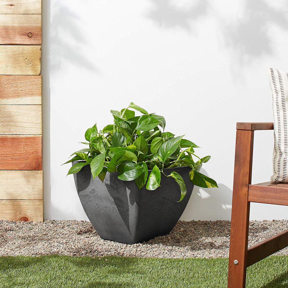 Simplicity Square Pot, Dark Charcoal, Large