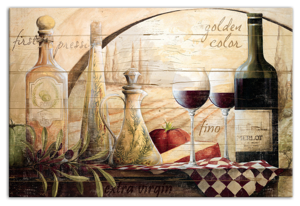 Tuscan Vineyard Wine Canvas Wall Art, 12"x18", Unframed