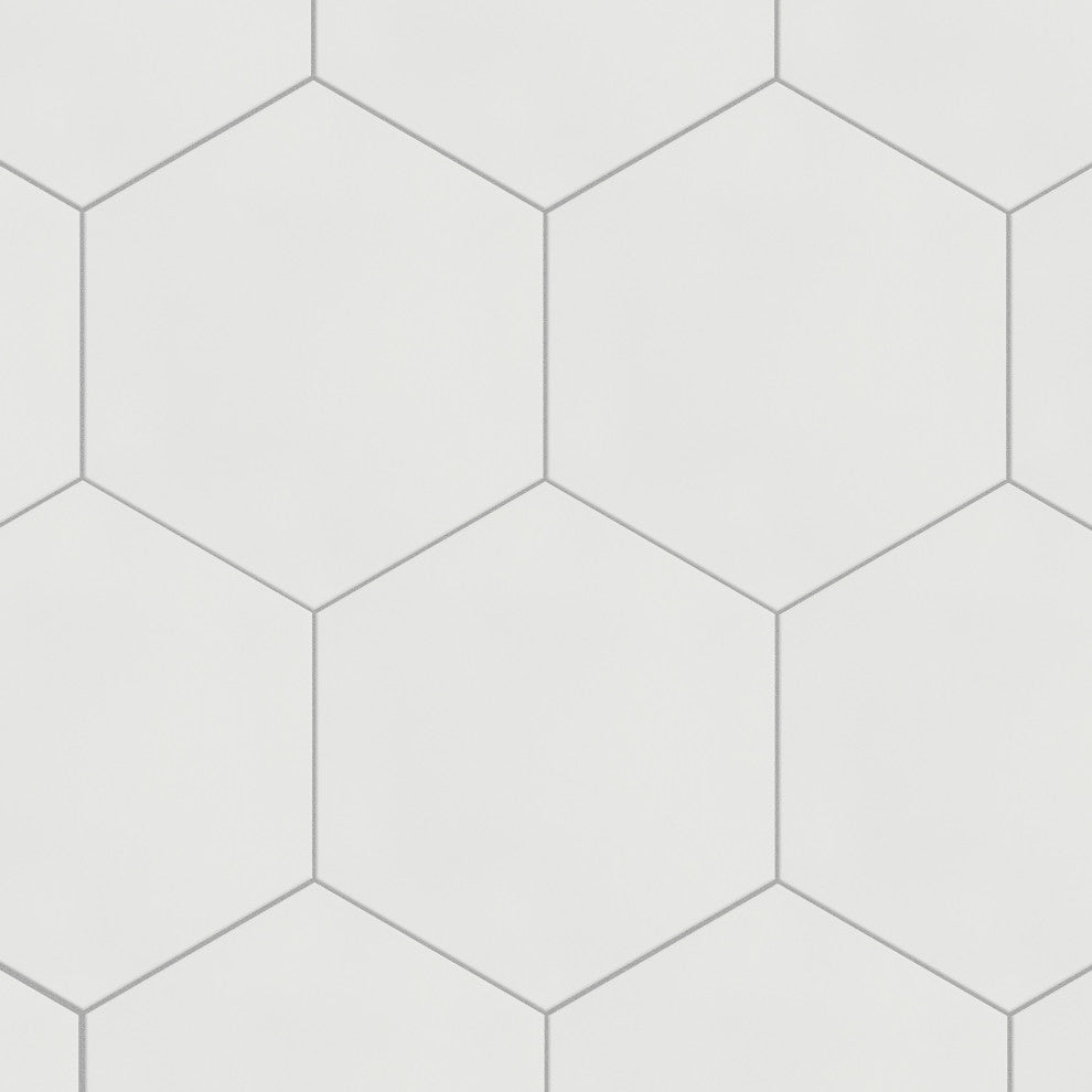 Textile Hex Porcelain Floor and Wall Tile, White