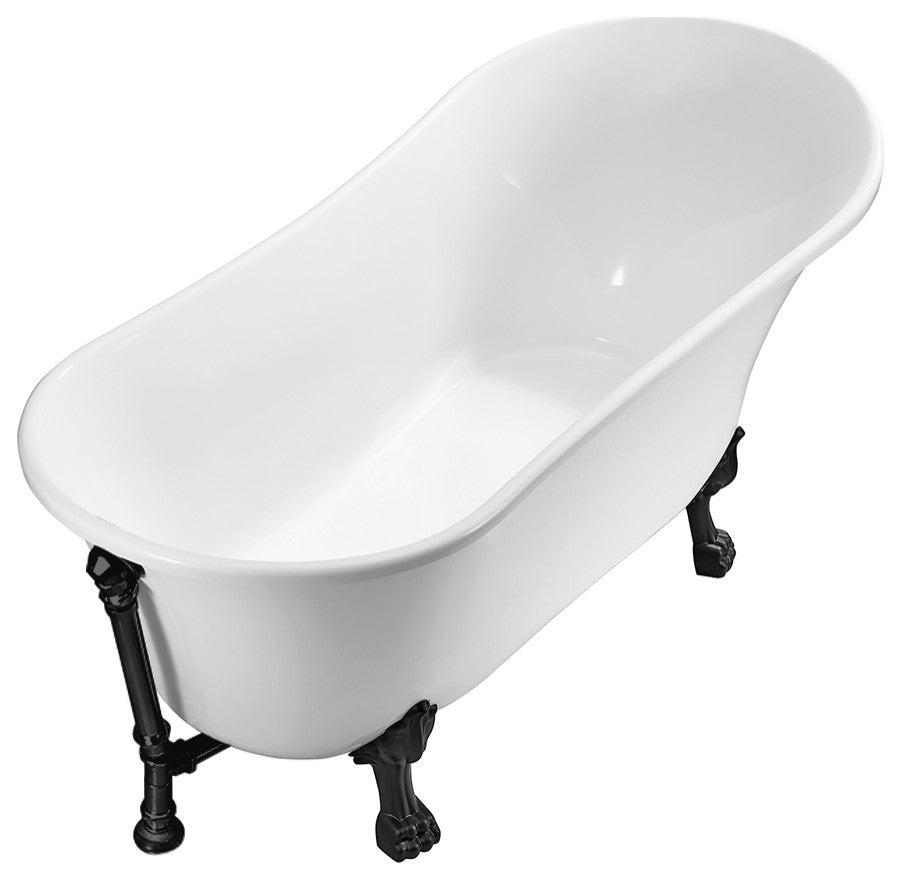 67" Streamline N340BL-BL Soaking Clawfoot Tub and Tray With External Drain