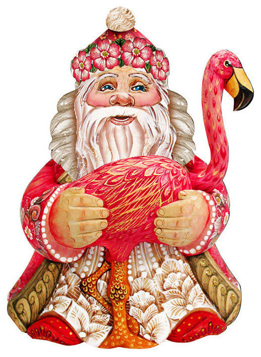 Flamingo Santa, Wooden Decorative Door Hanger