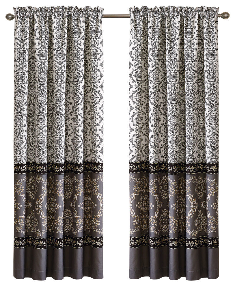 Mystic 2 Piece Curtain Set, Charcoal, 2 Panels, 60"x84"