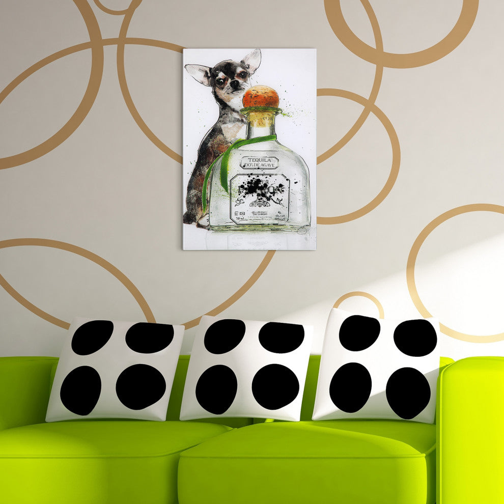 Viva Mexico Dog Fashion Wall Art on Frameless Free Floating Tempered Glass 24x16