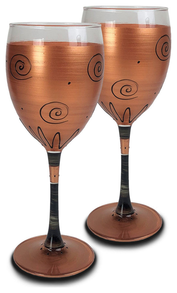 Gold Curl Wine Glasses, Set of 2