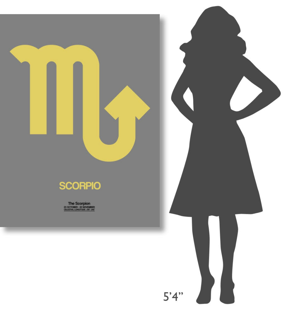 "Scorpio Zodiac Sign Yellow on Grey" Fine Art Print