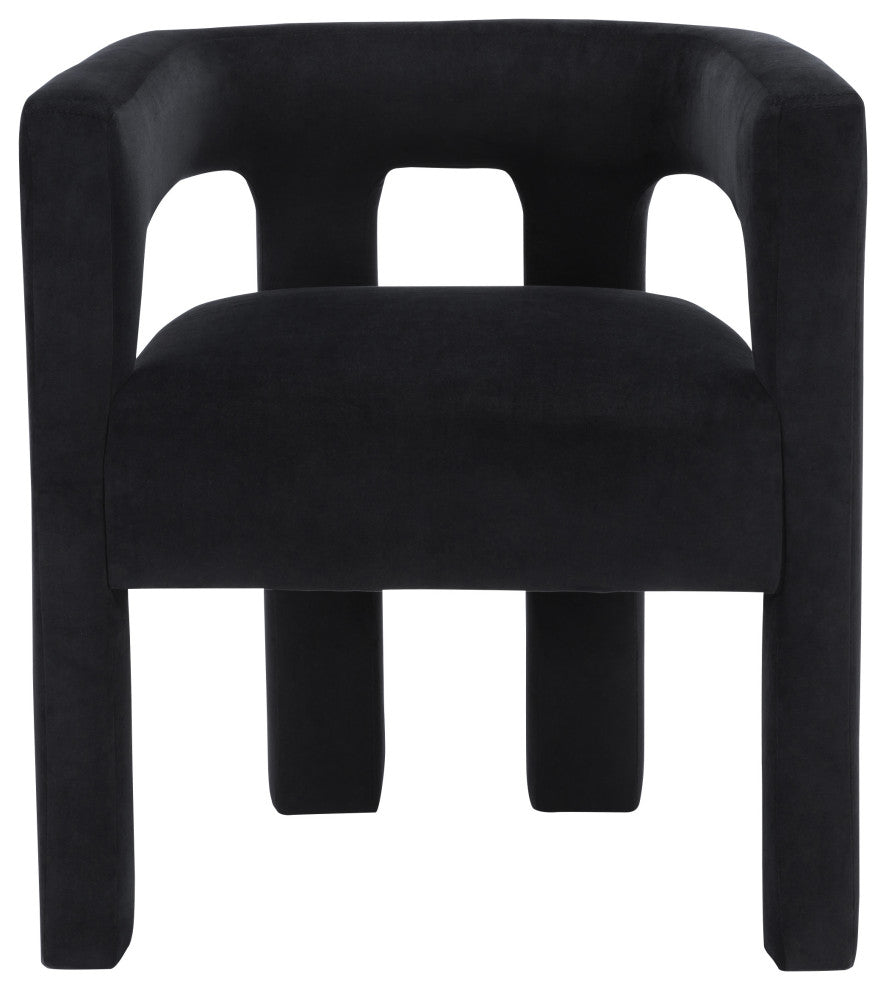 Athena Velvet Upholstered Dining Chair, Black