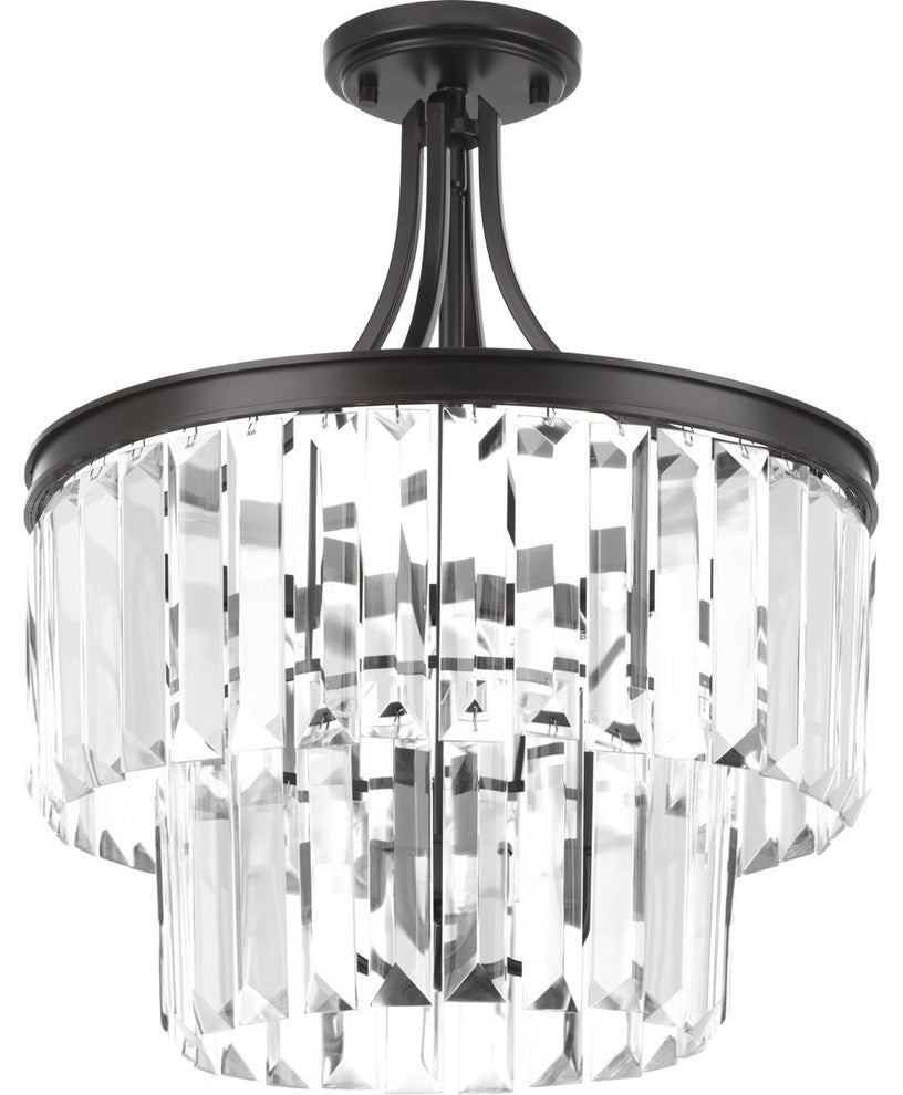 Progress Lighting Glimmer 3-Light Semi-Flush Convertible, Antique Bronze