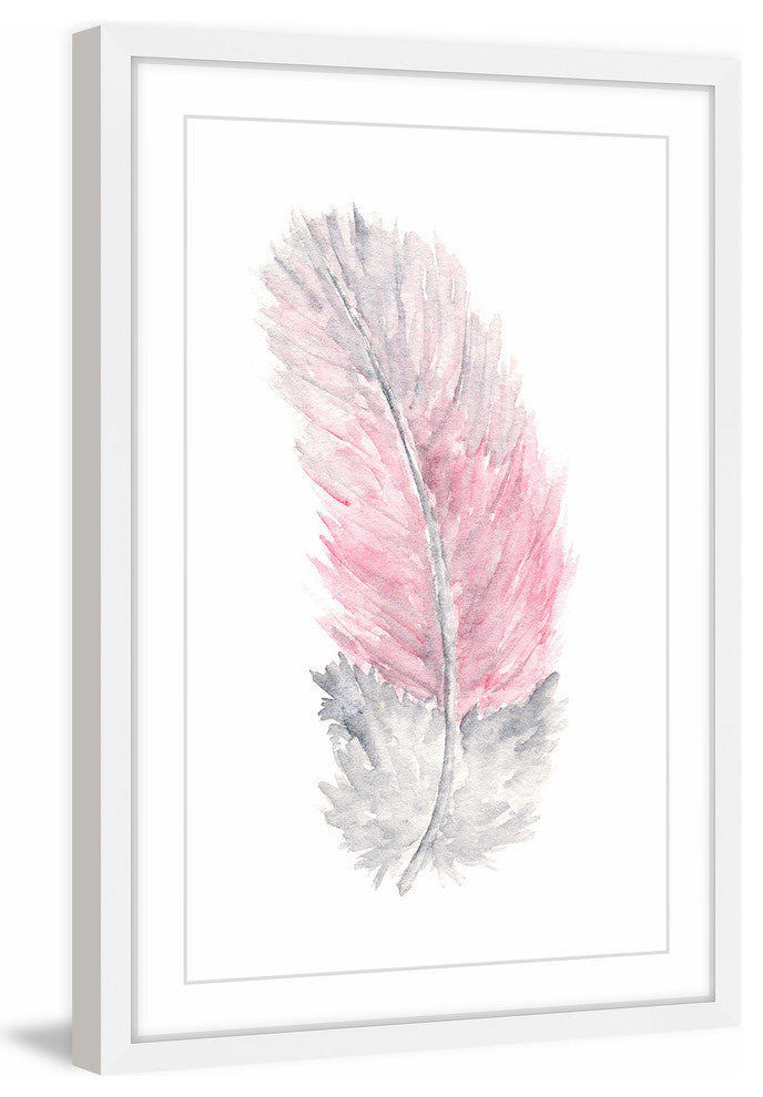 Marmont Hill, "Pink Feather" by Thimble Sparrow Framed Painting Print, 24x36