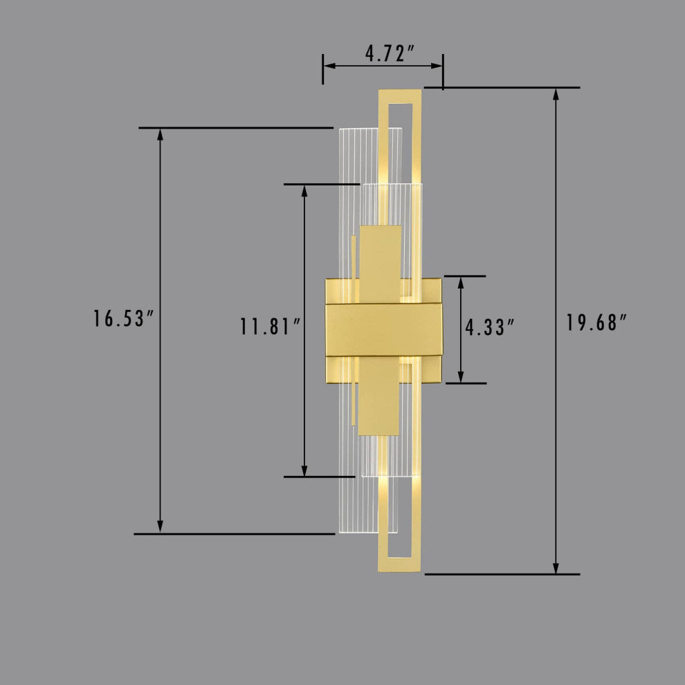 Modern Rectangle LED Wall Sconce Gold With Acrylic Shade 4000K
