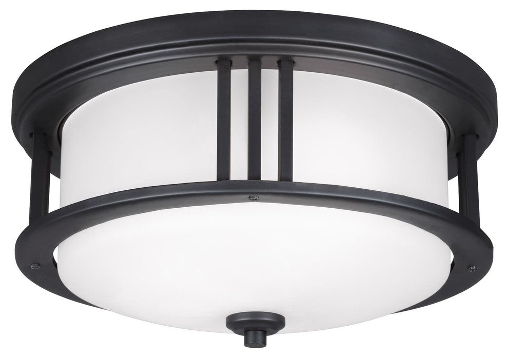 Generation Lighting Lighting 2-Light Outdoor Flush Mount, Black