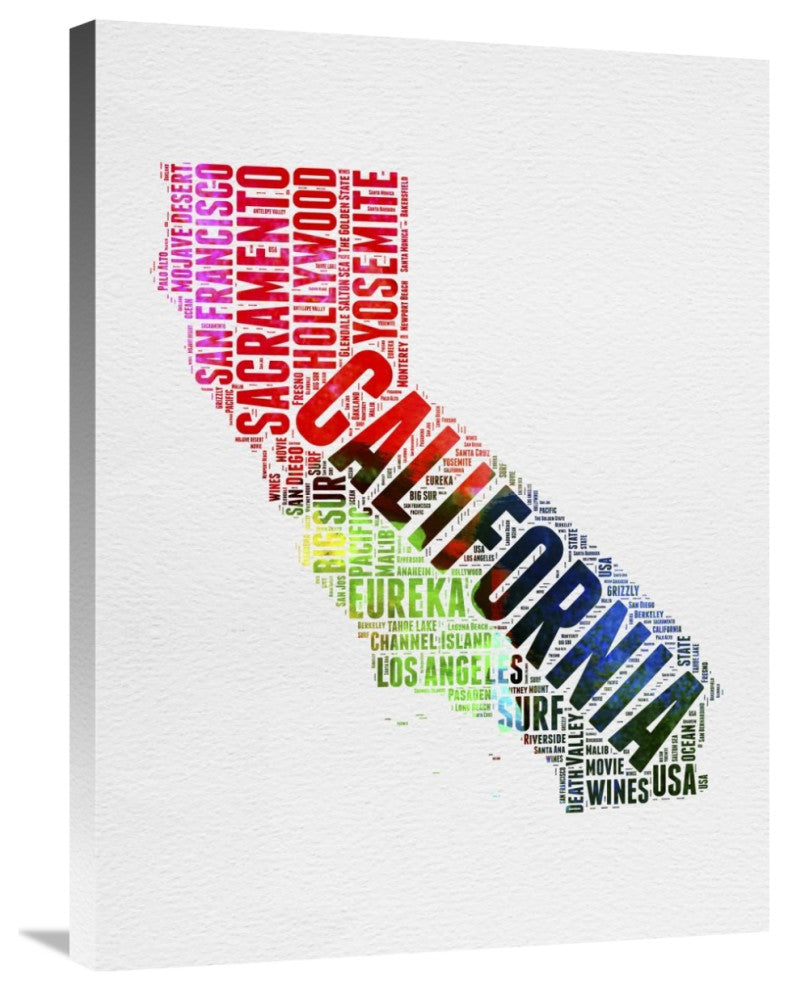"California Watercolor Word Cloud" Fine Art Print