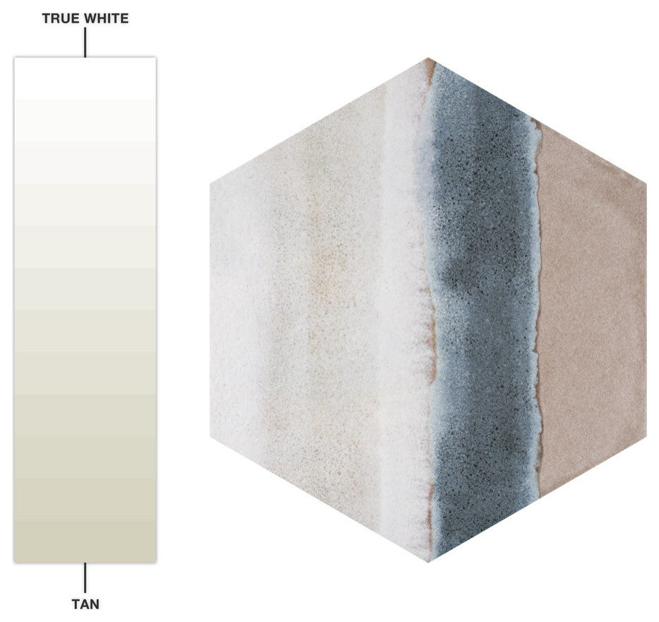 Matter Hex Canvas Taupe Blue Porcelain Floor and Wall Tile