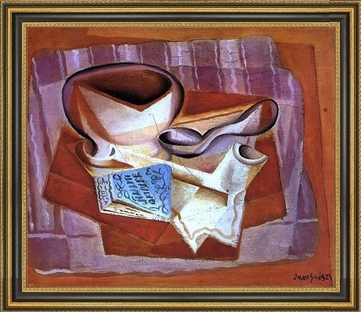 Juan Gris Bowl  Book and Spoon - 20" x 25" Framed Premium Canvas Print