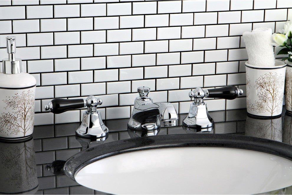 Kingston Brass Widespread Bathroom Faucet With Brass Pop-Up, Polished Chrome