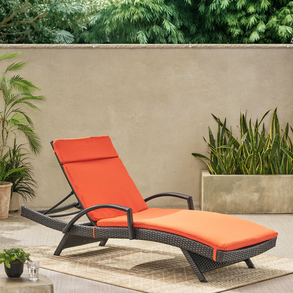 GDF Studio Soleil Outdoor Chaise Lounge Cushion, Orange