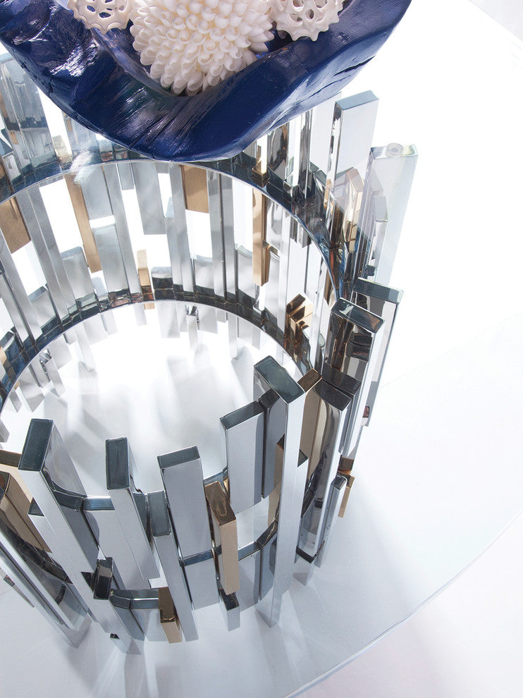 Cityscape Round Dining Table With Glass Top