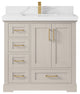 Boston 36" Center Sink Bath Vanity in Fine Grain 2" Calacatta Laza
