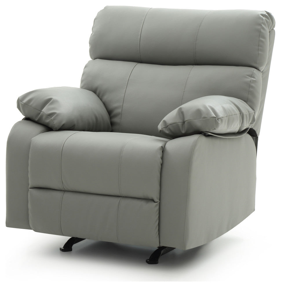 Clarke Rocker Recliner, Gray/Faux Leather