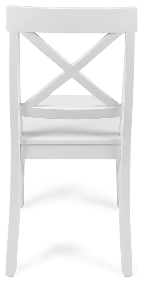 GDF Studio Truda Farmhouse Acacia Wood Dining Chairs, Set of 2, White