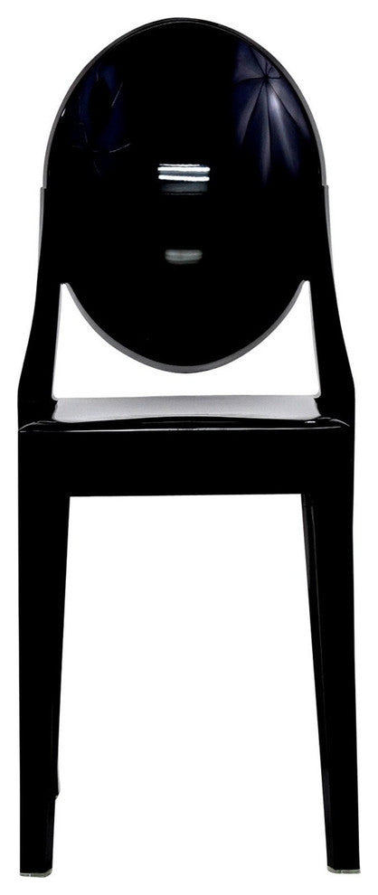 Modern Urban Kitchen Clear Dining Chairs Set of 2 Black, Outdoor and Indoor