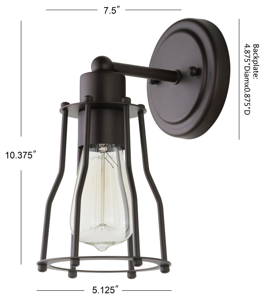 Evelyn Metal Vanity Light, Oil Rubbed Bronze, 1-Light